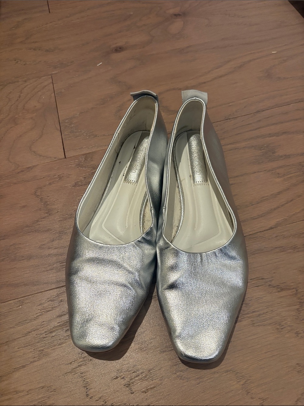 Franco Sarto Metallic Silver Square-Toe Flats